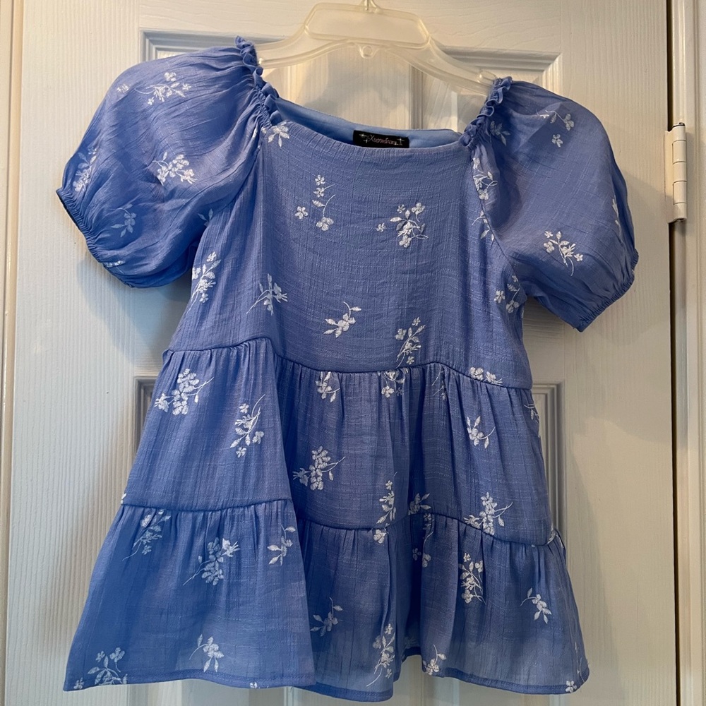 Xtraordinary Blue Floral Kids Blouse